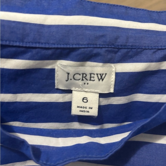 J. Crew blue and white funnelneck stripe blouse. Size 6. Like new! - Picture 5 of 9
